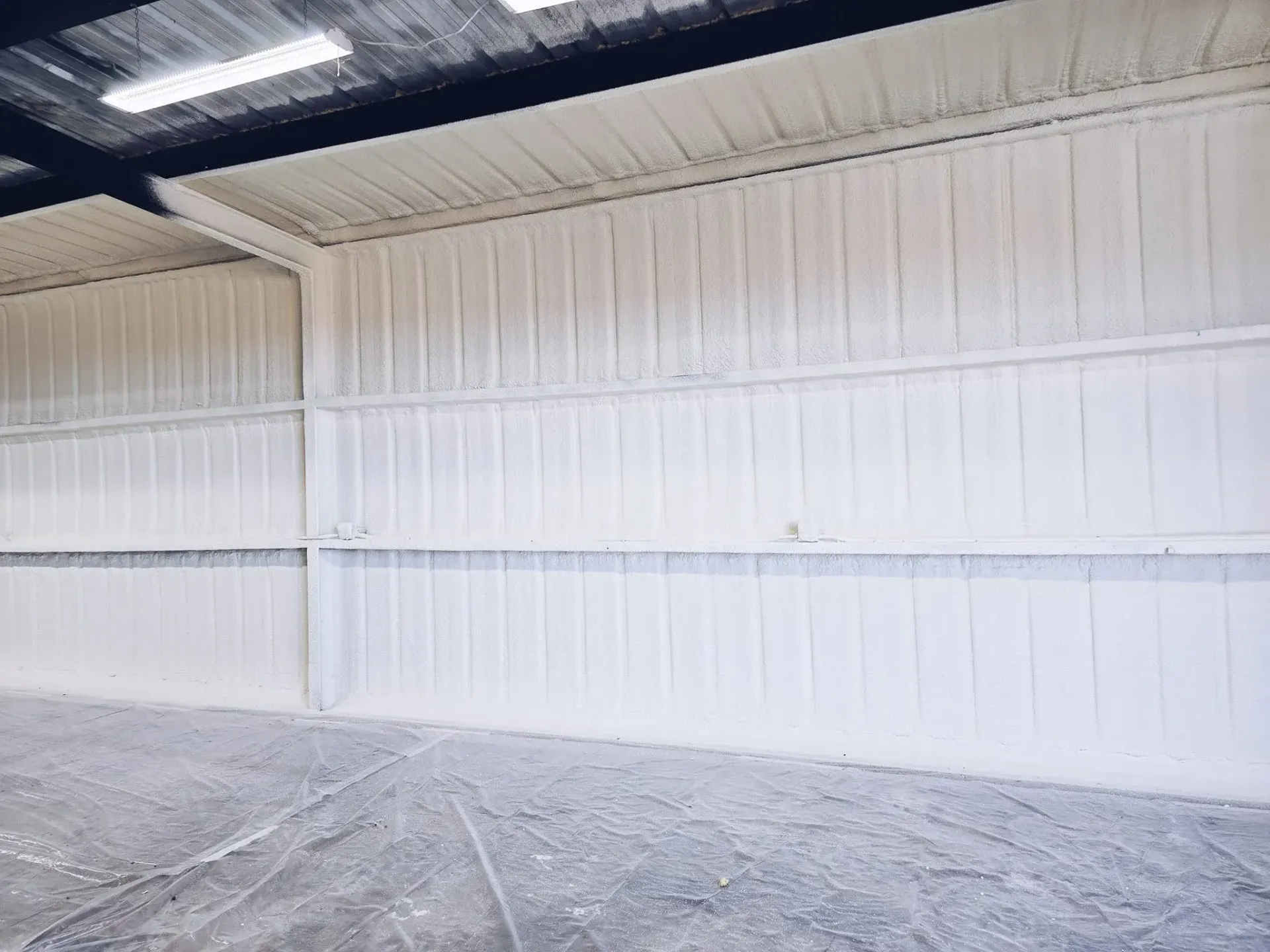 Closed cell spray foam inside a West Texas metal building Closed cell spray foam inside a West Texas metal building
